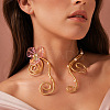 Adjustable Alloy & Resin Flower Spiral Cuff Choker Necklaces with Imitation Pearl WGC7B88-01-2