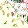 14Pcs 14 Styles Flower Enamel Pins JEWB-CJ0001-75-6
