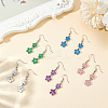 5 Pairs 5 Colors Alloy Enamel Flower Dangle Earrings EJEW-AN0004-76-7