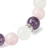 8.5mm Natural Rose Quartz & Quartz Crystal & Amethyst Round Beaded Stretch Bracelets for Women BJEW-JB10737-4