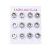304 Stainless Steel Flat Round Stud Earrings EJEW-C099-23P-03-4