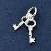 S925 Sterling Silver Double Keys Charms STER-K183-02B-S-2