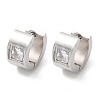 304 Stainless Steel Micro Pave Clear Cubic Zirconia Huggie Hoop Earrings EJEW-C096-55P-2
