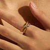 Brass with Cubic Zirconia Cuff Open Rings for Women FS-WG973E1-03-1
