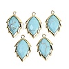 Synthetic Turquoise Faceted Leaf Pendants G-I375-04G-06-1