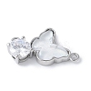 Brass Micro Pave Cubic Zirconia and Glass Connector Charms KK-F892-48P-01-2