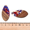 Transparent Resin and Walnut Wood Pendants RESI-T057-05F-4