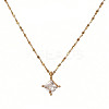 Rhombus 304 Stainless Steel Pave Clear Cubic Zirconia Pendant Necklaces FS-WG09C14-01-5