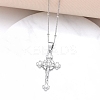 Crucifixion Cross Brass Micro Pave Cubic Zirconia Pendant Necklaces LS-NJEW-S385-02P-1