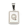 304 Stainless Steel Pave Natural White Shell Pendants STAS-S130-03P-Q-1
