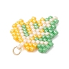 Glass Seed Beaded Maple Leaf Pendants PALLOY-MZ00889-03-4
