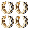 2 Pairs Tartan Pattern Enamel Chunky Hinged Hoop Earrings for Women EJEW-BBC0001-27B-1