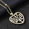 Brass Micro Pave Colorful Cubic Zirconia Tree of Life Heart Pendant Necklaces for Women NJEW-D311-01B-G-2