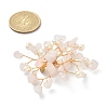Natural Rose Quartz Chips & Pearl Beaded Flower Brooch Pin JEWB-BR00098-03-4