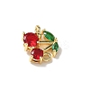 Brass Pave Green and Dark Red Cubic Zirconia Cherry Connector Charms KK-I276-47A-G-2