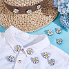 12Pcs White Daisy Enamel Pins JEWB-PH0001-49B-4