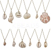 12Pcs 12 Styles Electroplated Natural Mixed Shell Pendant Necklaces NJEW-JN05212-2