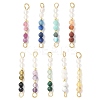 Faceted Round Natural Mixed Gemstone Beaded Connector Charms PALLOY-JF03530-1