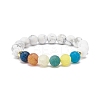 Synthetic Howlite & Weathered Agate(Dyed) Round Beaded Stretch Bracelet BJEW-JB08399-01-1