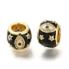 Rack Plating Brass Micro Pave Cubic Zirconia Barrel European Beads with Enamel KK-Z086-28G-02-1