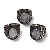 Natural Quartz Crystal Oval Adjustable Rings RJEW-K271-06R-21-1
