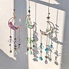 Natural Amethyst Chips Moon Pendant Decorations HJEW-FS00027-05-5