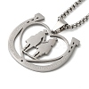 Non-Tarnish Horse Shoes with Couple 201 Stainless Steel Pendant Necklaces for Women and Men LS-NJEW-F324-04P-1