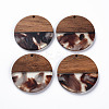 Transparent Resin & Walnut Wood Pendants RESI-T035-35E-1