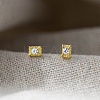 925 Sterling Silver Clear Cubic Zirconia Stud Earrings EJEW-Q030-05G-1