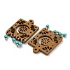 Laser Cut Poplar Wood Pendants Rectangle Charms with Dyed Synthetic Turquoise FIND-G073-07-2