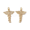 Brass Micro Pave Clear Cubic Zirconia Pendants KK-G439-35G-1