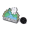 White Cat with Earth Enamel Pins JEWB-L024-02EB-02-3