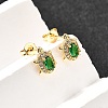 Tortoise Brass Micro Pave Cubic Zirconia Stud Earrings EJEW-A135-04G-2