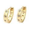 Clear Cubic Zirconia Star Hoop Earrings EJEW-K093-22G-2