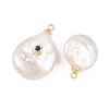 Brass Micro Pave Cubic Zirconia with Natural Pearl Pendants KK-Z146-07C-05-2