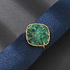 Square Natural Turquoise Finger Rings RJEW-R009-01G-04-3