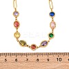 304 Stainless Steel Colorful Cubic Zirconia Flat Round Oval Link Chain Necklaces for Women NJEW-A051-06G-5