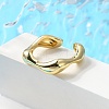 Rack Plating Brass Twist Wave Open Cuff Rings for Women RJEW-Q777-08G-2