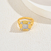 Brass Micro Pave Cubic Zirconia Finger Rings for Women GF8106-3-4