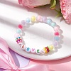 Candy Color Word Love Acrylic Beaded Stretch Bracelets for Kid BJEW-JB10158-02-2