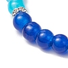 Baking Paint Imitation Jade Glass Round Beaded Charm Bracelets BJEW-JB11737-01-4