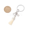 12Pcs Twelve Constellations 304 Stainless Steel Charm & Faux Suede Tassel Keyachins KEYC-JKC01309-3