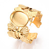 Ginkgo Leaf 304 Stainless Steel Cuff Ring Components X-STAS-T066-57G-1