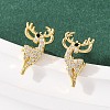 Brass Micro Pave Clear Cubic Zirconia Deer Stud Earrings EJEW-F400-27B-G-1