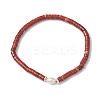 Natural Red Jasper and Pearl Beads Btacelets BJEW-JB10681-06-1