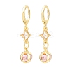 Brass Micro Pave Cubic Zirconia Star Hoop Earrings EJEW-B154-03G-4