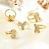 26Pcs Brass Micro Pave Clear Cubic Zirconia Open Cuff Rings RJEW-R218-01G-5