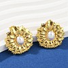 304 Stainless Steel Plastic Imitation Pearl Stud Earrings EJEW-U070-01G-1
