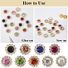 90Pcs 9 Colors Flower Sew on Rhinestones RB-GF0001-08-4