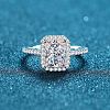 Rhodium Plated 925 Sterling Silver Micro Pave 8.2x4.9mm Moissanite Finger Rings for Women WG8E258-72-1